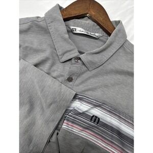 Travis Mathew Polo Golf Shirt Mens XL Gray Short Sleeve Shirt Cotton Blend‎
